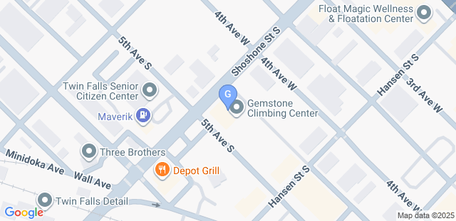 Map to Gemstone Climbing Center